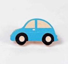 Handcrafted Pine Wood Blue Car Knob
